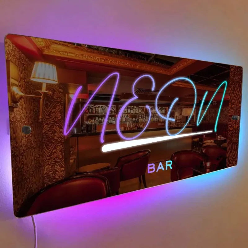 Custom Name Mirror Sign Custom Text Led Multi Color Light Up Wall Hanging Neon Signs Bar Decorative Lights Wall Decoration