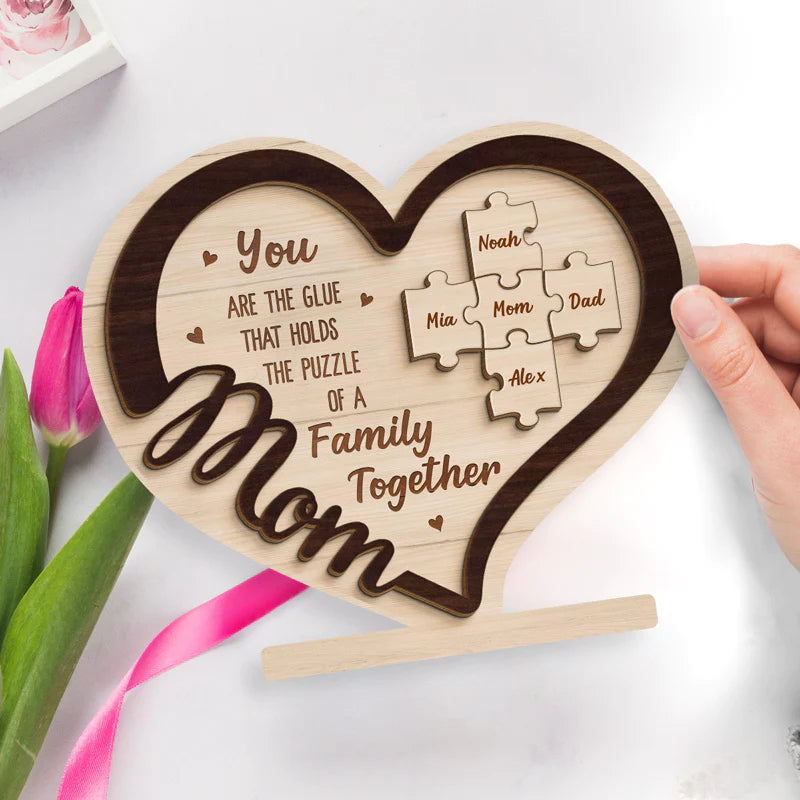 You Are The Glue That Holds Us Together - Family Personalized Custom Wooden Plaque - Gift For Mom (Customized free)