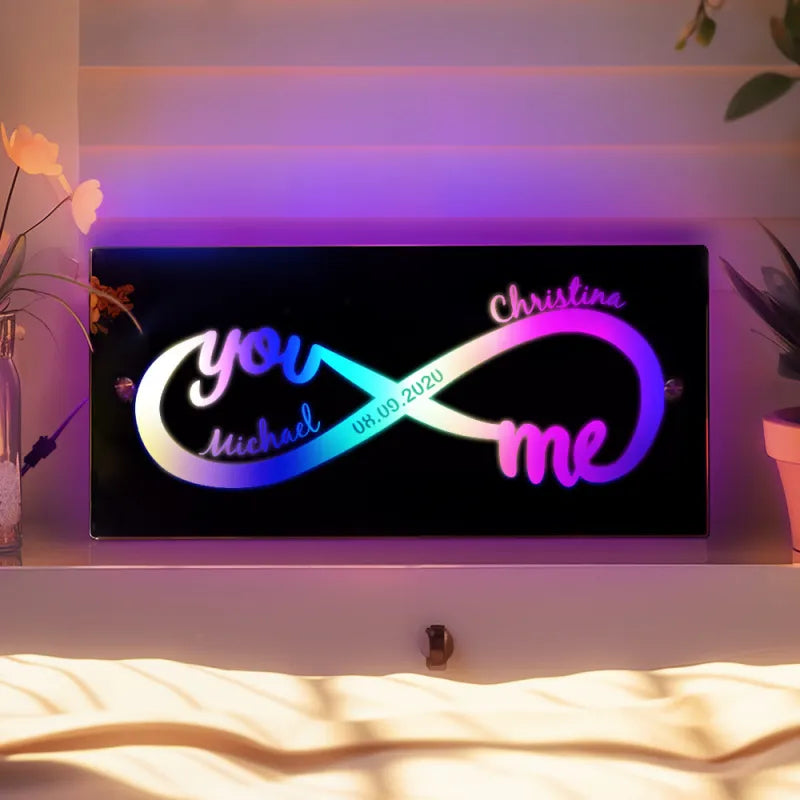 Personalized Name Mirror Light Infinity Love Gift for Couple