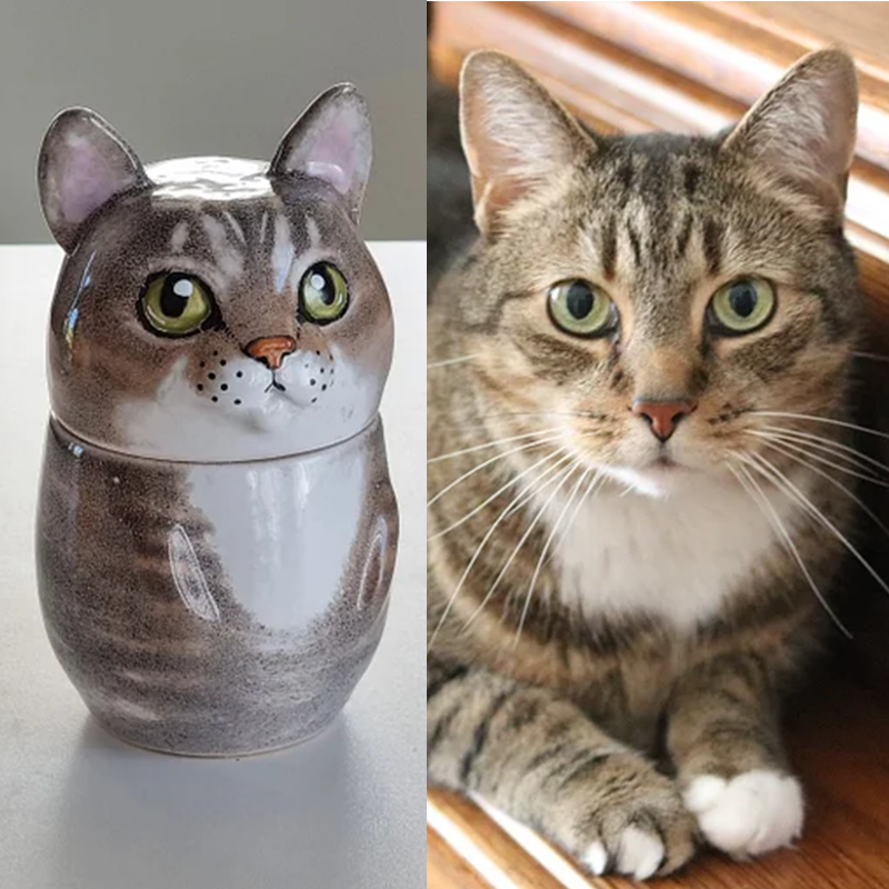 Custom Pet Portrait, Personalized Cookie Jar with Lid, Ceramic Portrait from Photo Figurine