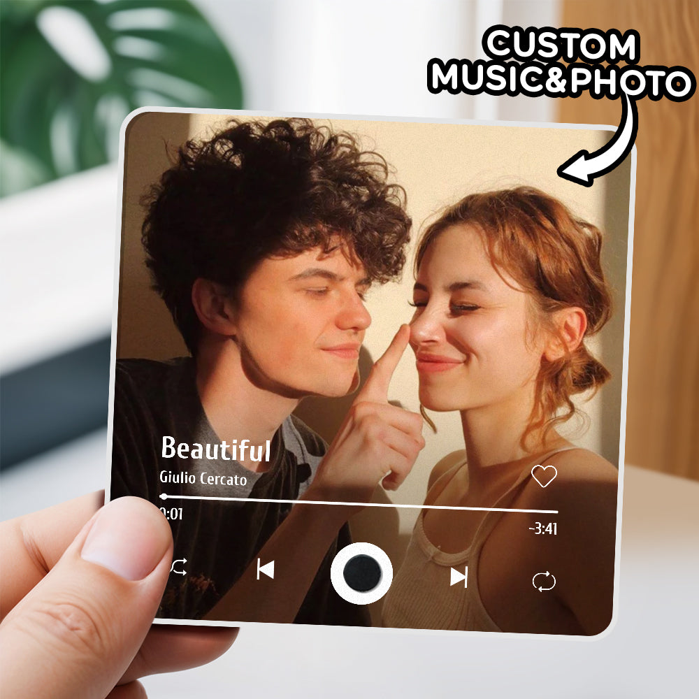 Personalized Custom Photo Music Fridge Magnet Can Play Songs and Adjust Volume, Gifts for Her