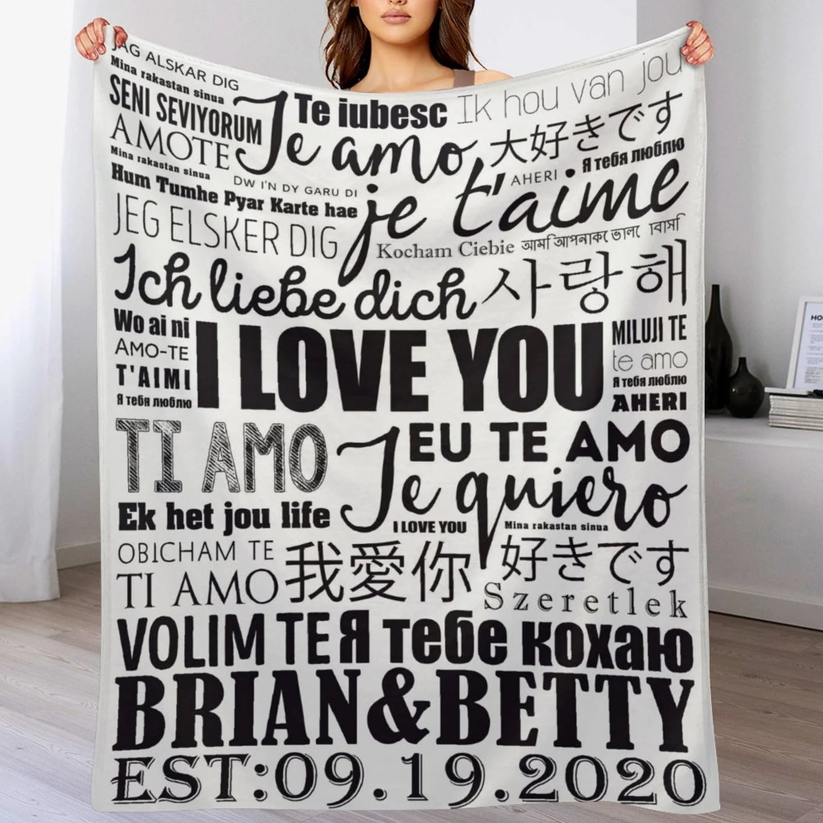 Personalized Couple throw blanket # anniversary gift for girlfriend, wife