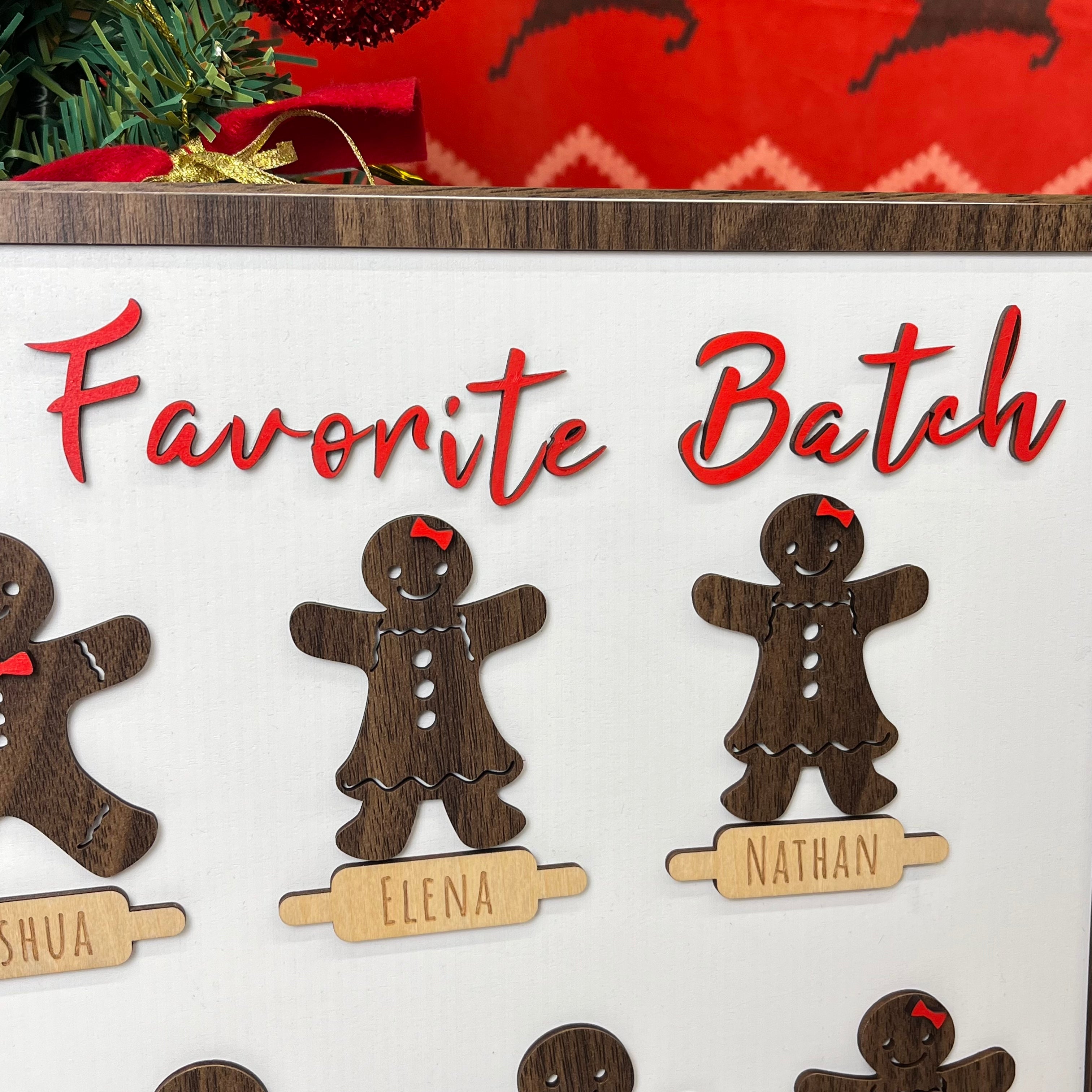 Custom Gingerbread Man Family Name Wooden Frame