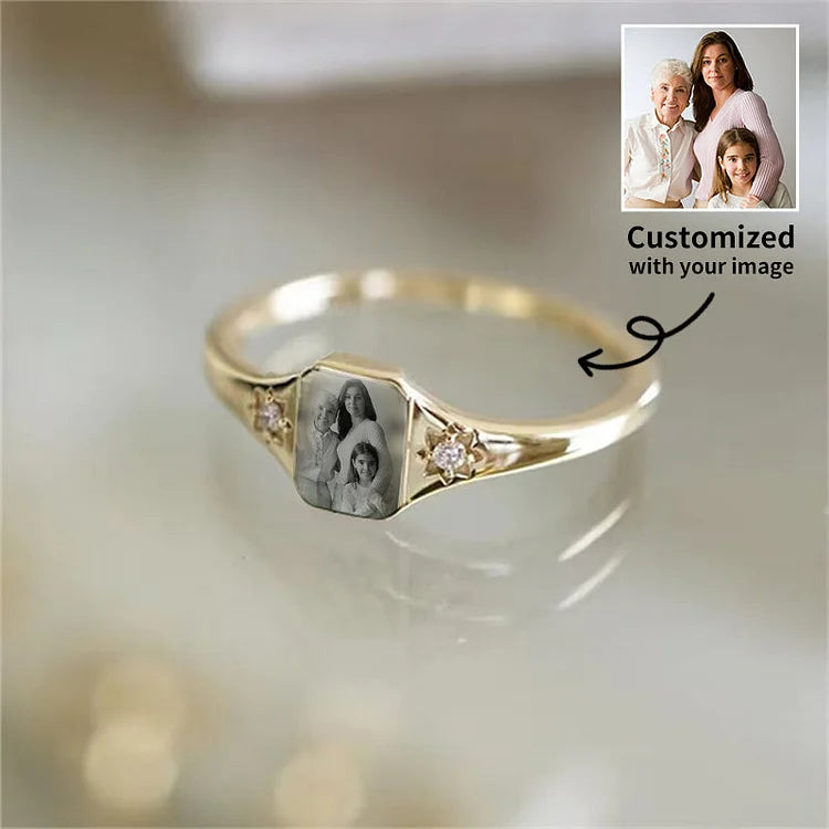 👩❤️👧Mother & Daughter Forever Linked Together Ring-Personalized Birthstone Photo Ring (Customized free)