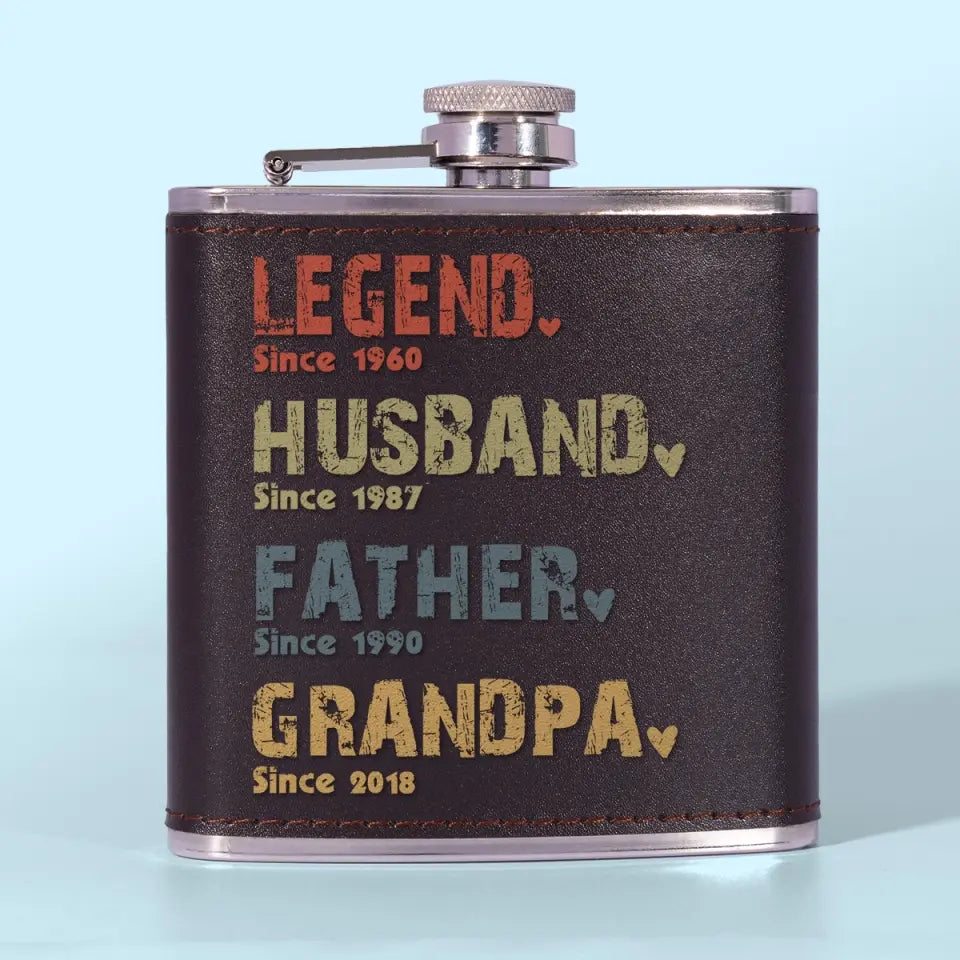 The Amazing Journey Of A Man - Family Personalized Custom Hip Flask - Father's Day Gifts