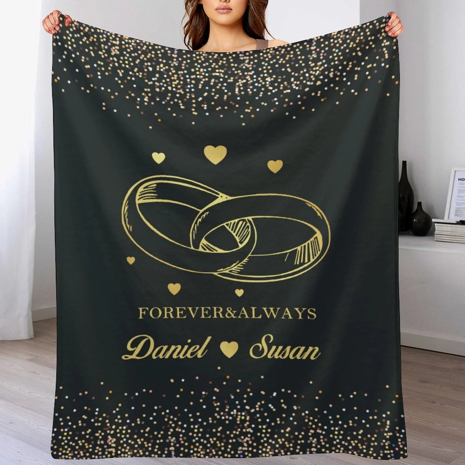 Personalized Couple throw blanket anniversary gift for girlfriend, wife