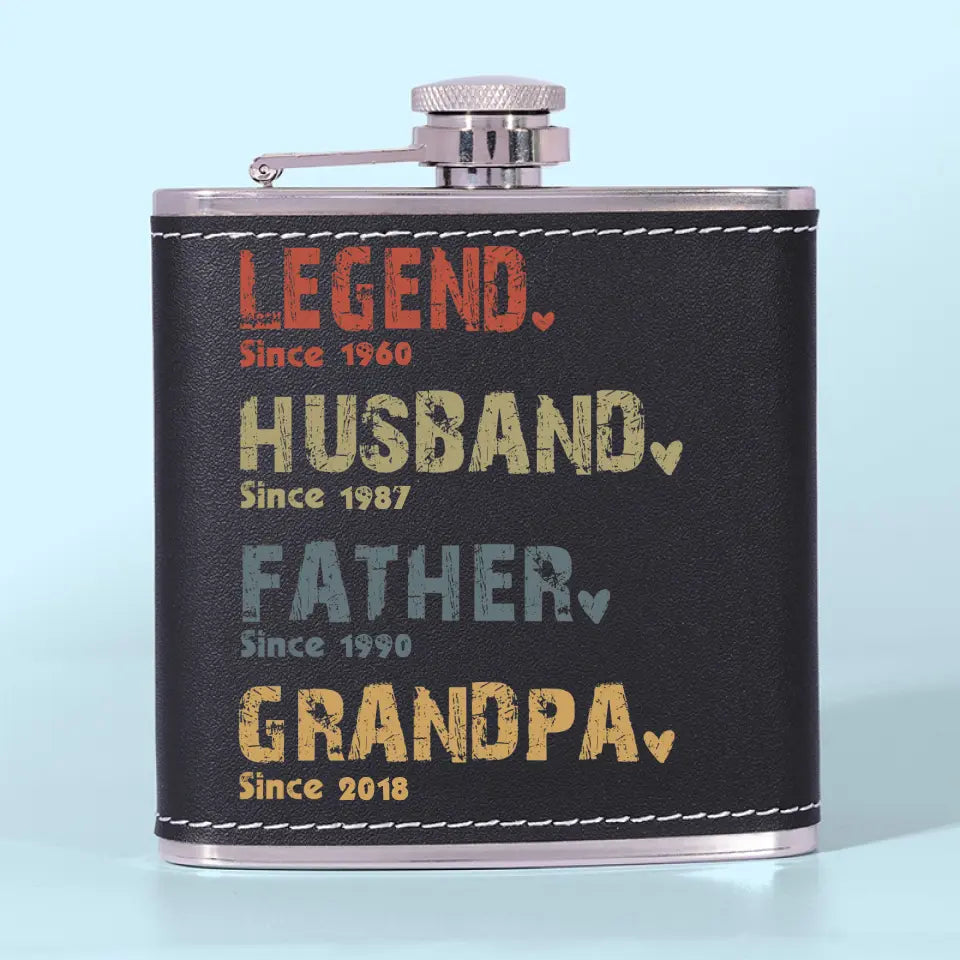 The Amazing Journey Of A Man - Family Personalized Custom Hip Flask - Father's Day Gifts