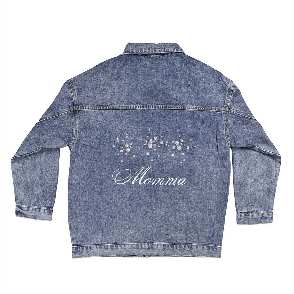 Personalized Momma Denim & Pearls Jacket