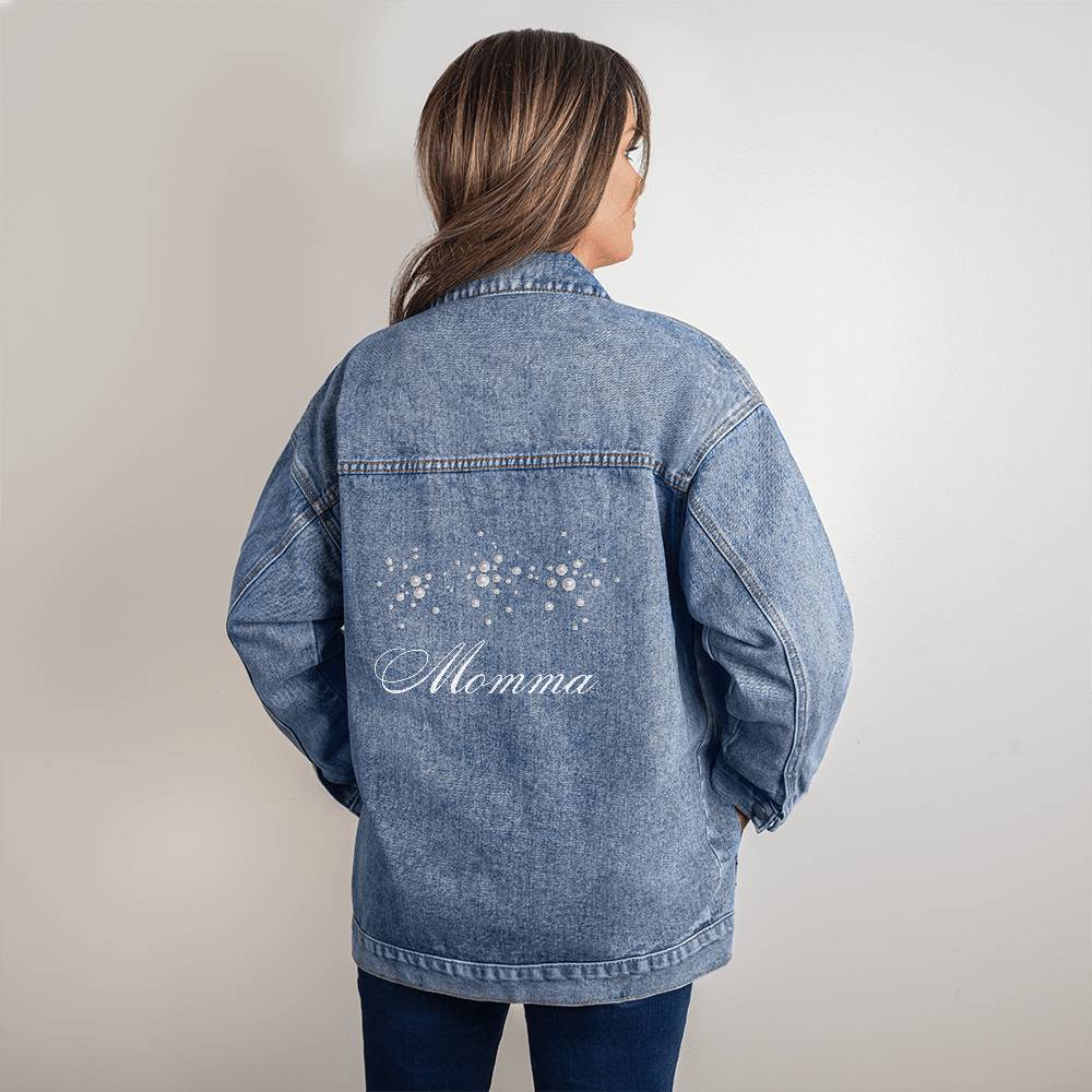 Personalized Momma Denim & Pearls Jacket