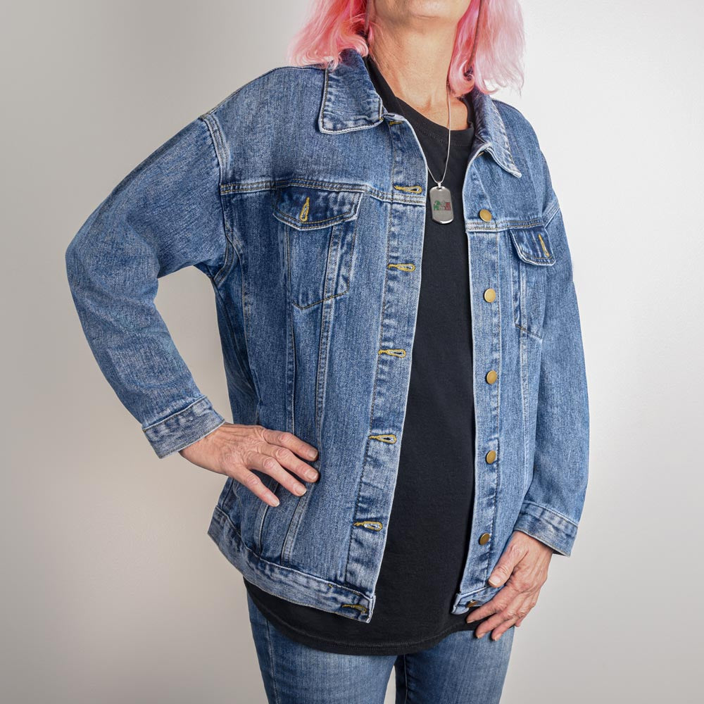 Personalized Momma Denim & Pearls Jacket