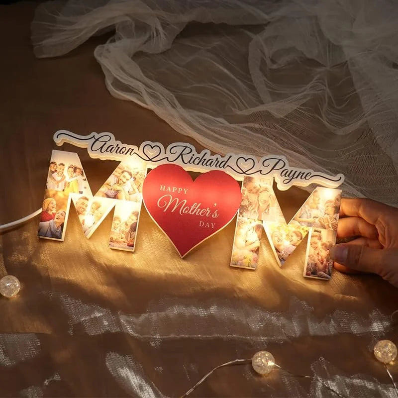 Personalized Photo Letter Night Light Acrylic Lamp Mother's Day Gift (Customized free)