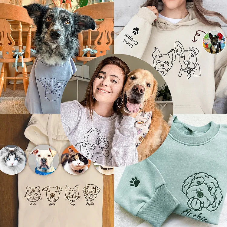 Custom Full Color/Outline Embroidered Pet Portrait Christmas Jumper Sweatshirt