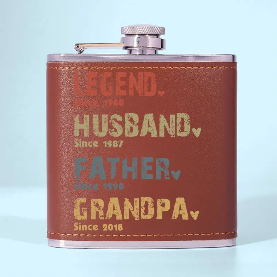 The Amazing Journey Of A Man - Family Personalized Custom Hip Flask - Father's Day Gifts