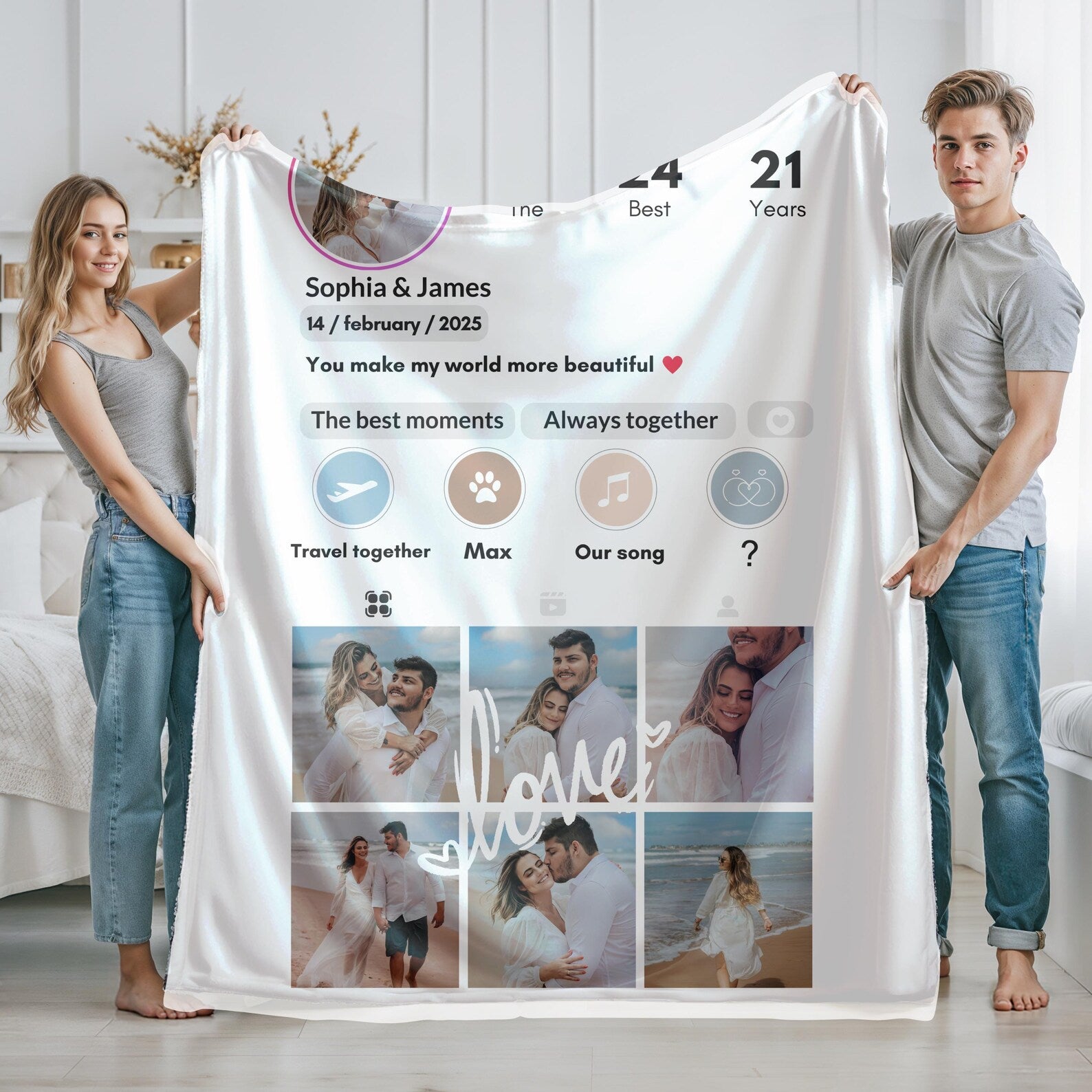 Custom Photo Instagram Blanket Picture Blanket With Text