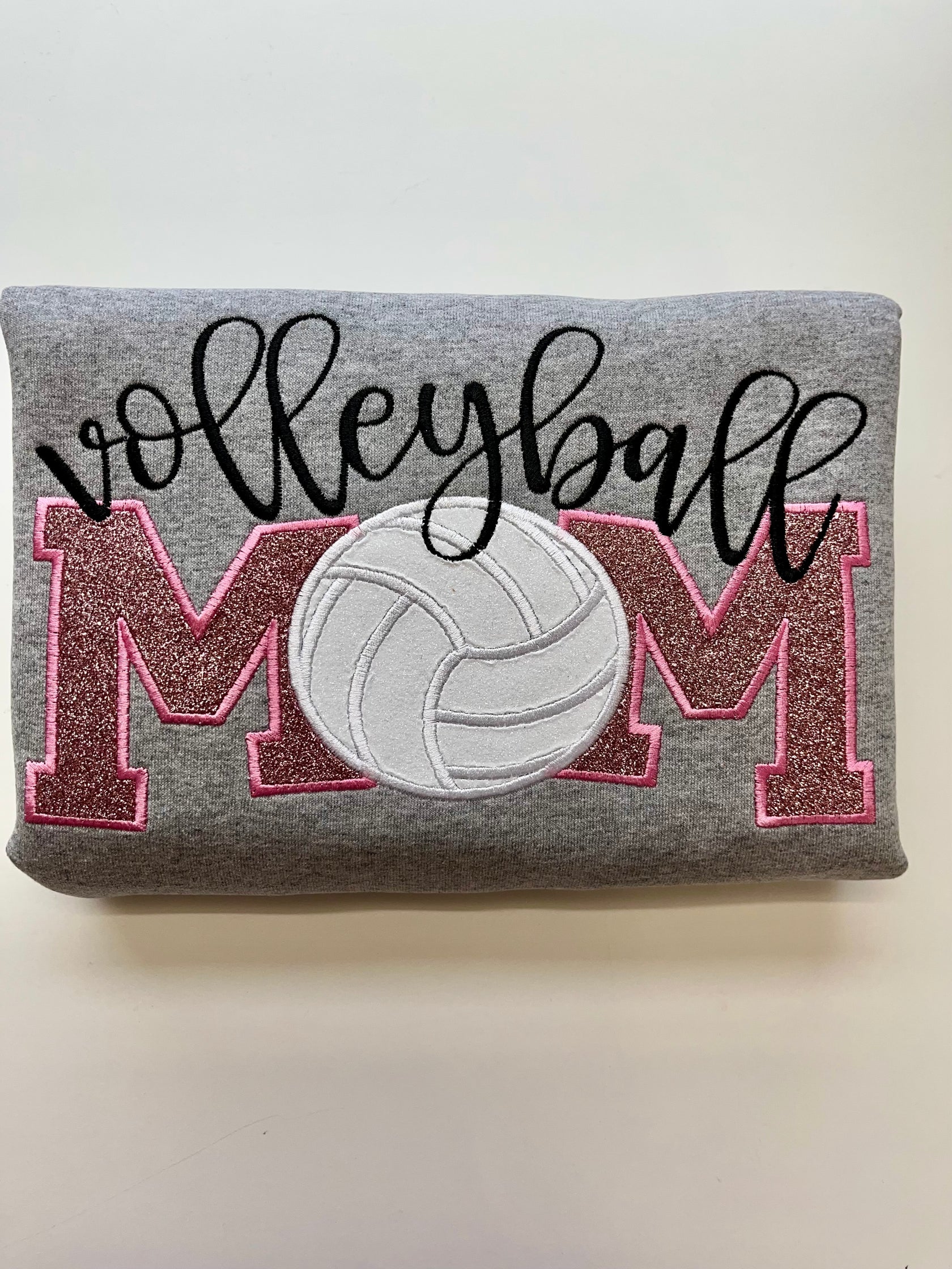 Personalized Glitter Embroidery Sports Mom Sweatshirt