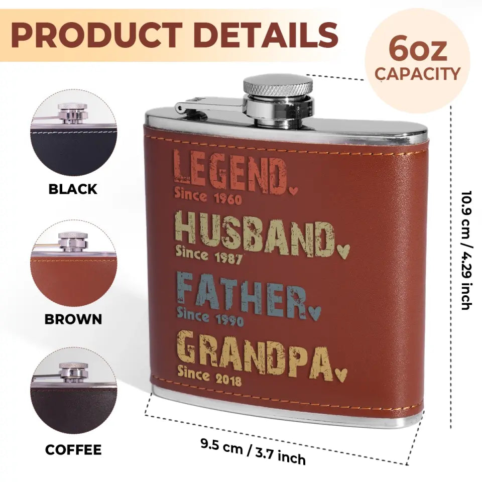 The Amazing Journey Of A Man - Family Personalized Custom Hip Flask - Father's Day Gifts