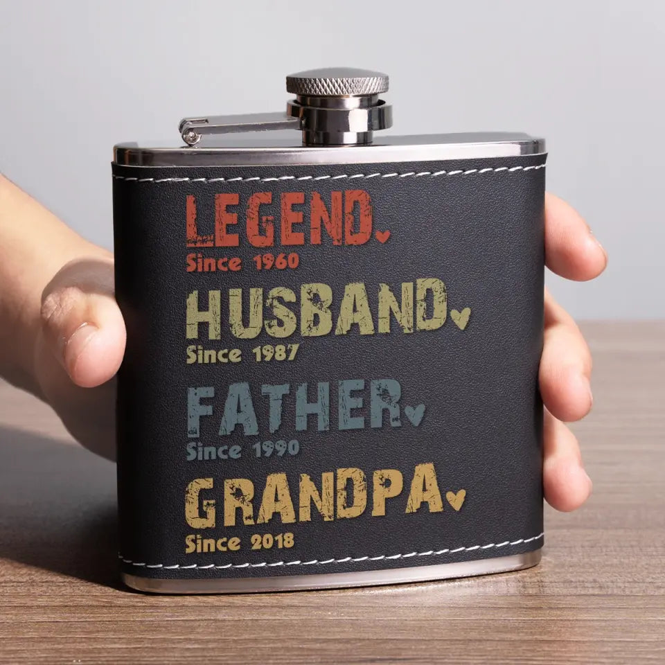 The Amazing Journey Of A Man - Family Personalized Custom Hip Flask - Father's Day Gifts