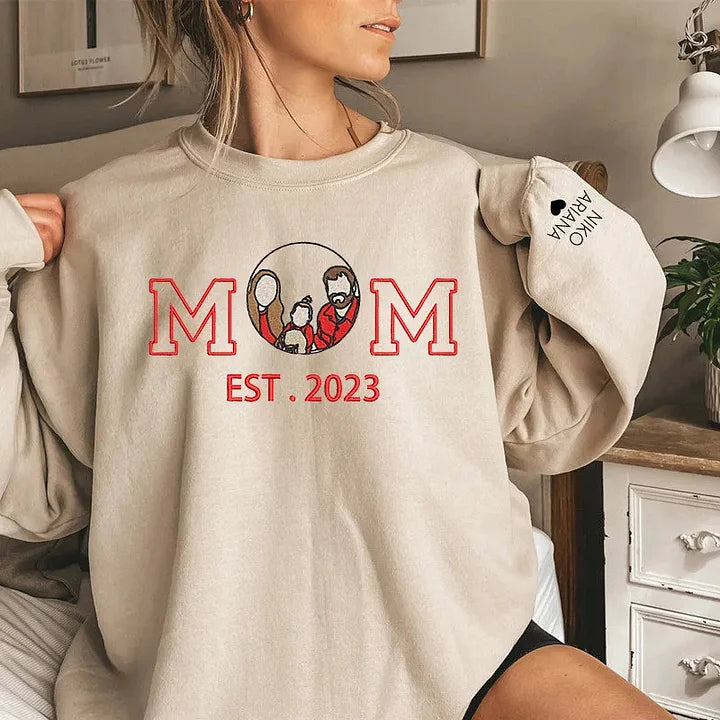 Personalized Embroidered Family Photo Sweatshirt - 🔥Mother's Day Sale🔥