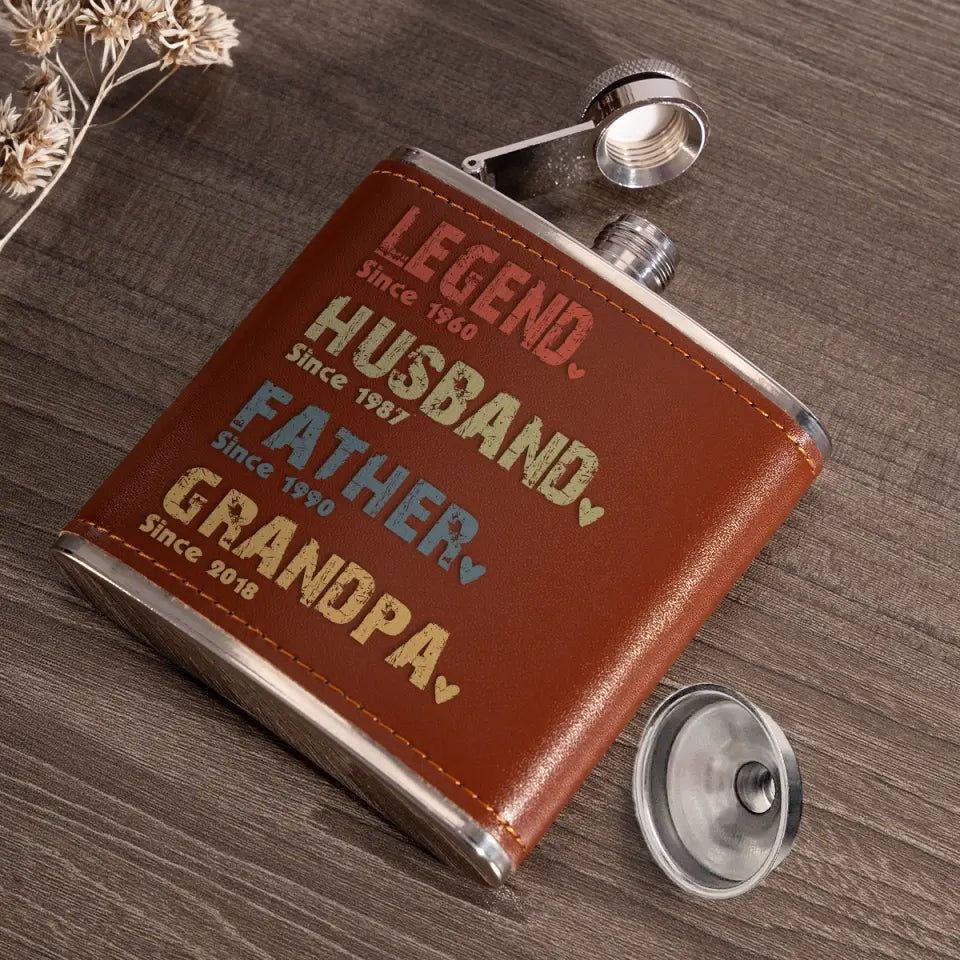 The Amazing Journey Of A Man - Family Personalized Custom Hip Flask - Father's Day Gifts