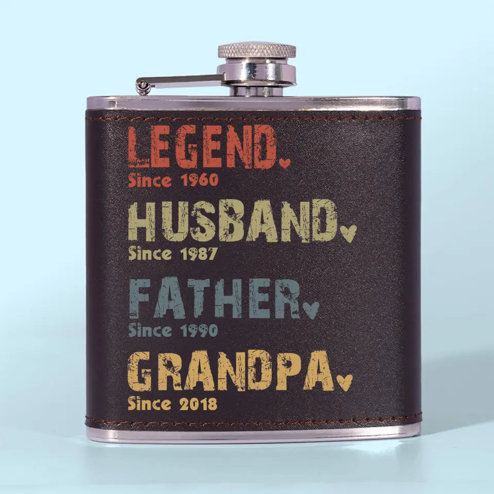 The Amazing Journey Of A Man - Family Personalized Custom Hip Flask - Father's Day Gifts