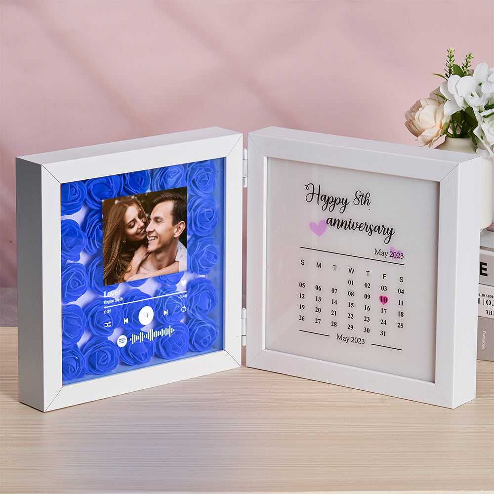 Personalized Photo Rose Flower Foldable Frame Custom Music Code Anniversary Gift for Couple