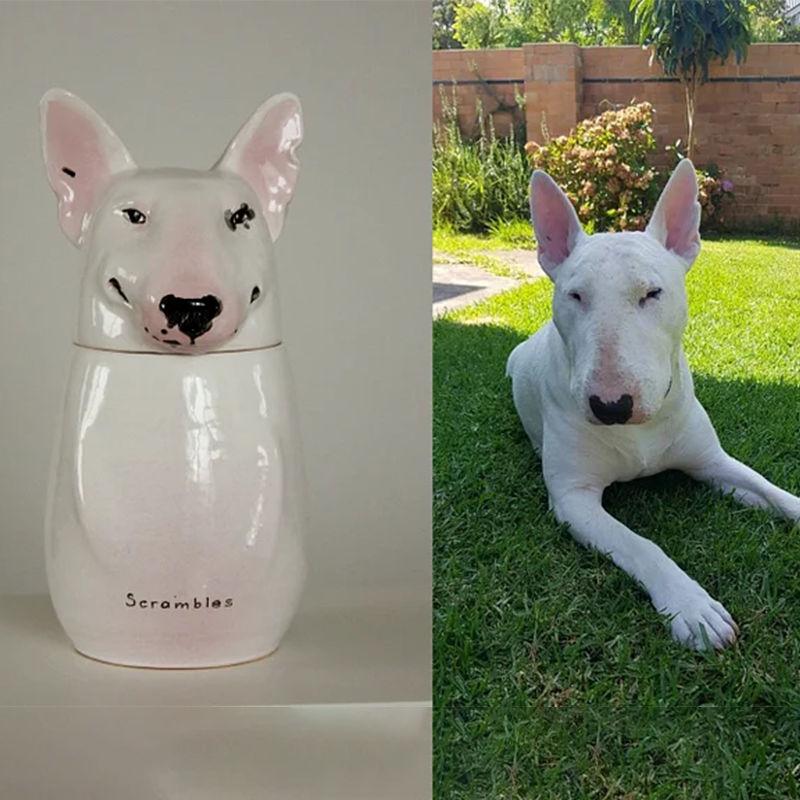 Custom Pet Portrait, Personalized Cookie Jar with Lid, Ceramic Portrait from Photo Figurine