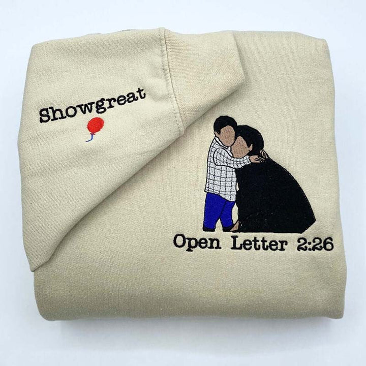 Custom Full Color Embroidered Sweatshirt Portrait Couple/Dad/Mom - Family Gift