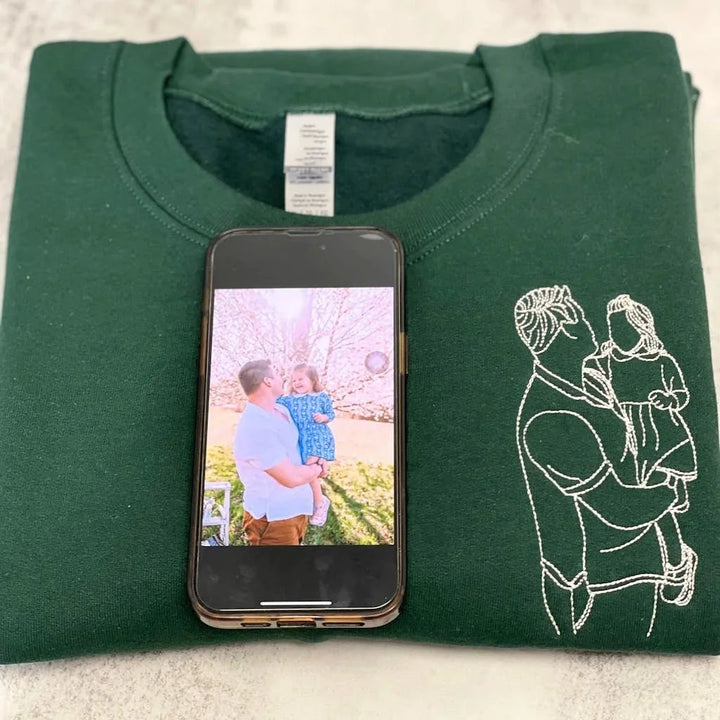 Custom Embroidered Portrait Photo Sweatshirt, Unique Gifts for Dad