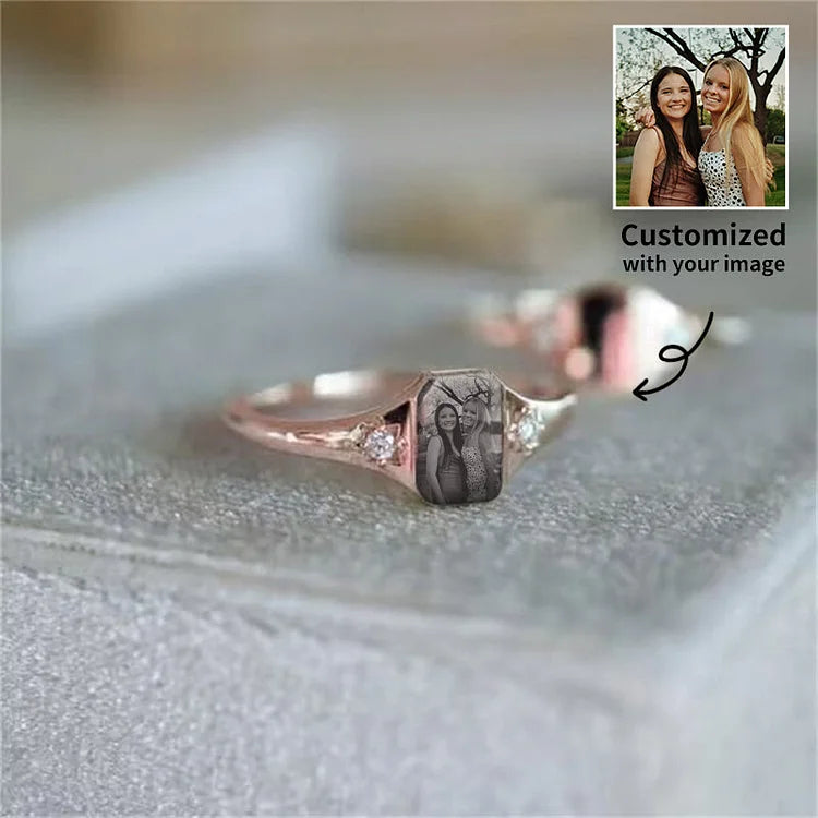 👩❤️👧Mother & Daughter Forever Linked Together Ring-Personalized Birthstone Photo Ring (Customized free)