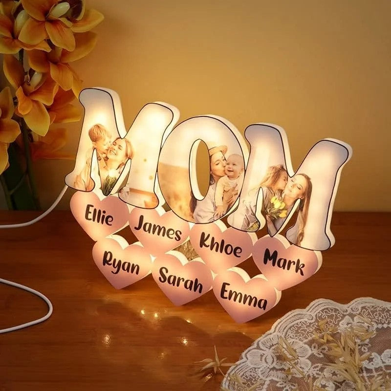 Personalized Photo Letter Night Light Acrylic Lamp Gifts for Mom Grandma Nana Wife (Customized free)