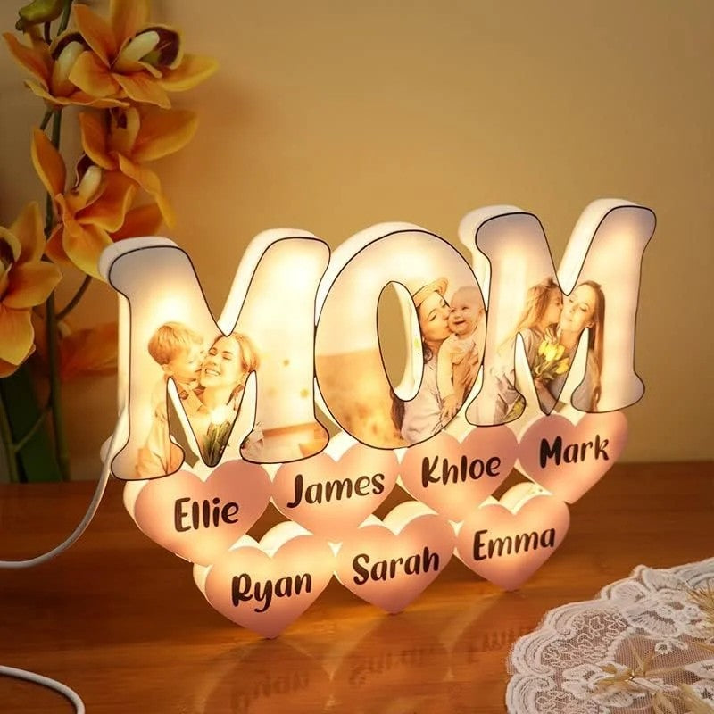 Personalized Photo Letter Night Light Acrylic Lamp Gifts for Mom Grandma Nana Wife (Customized free)