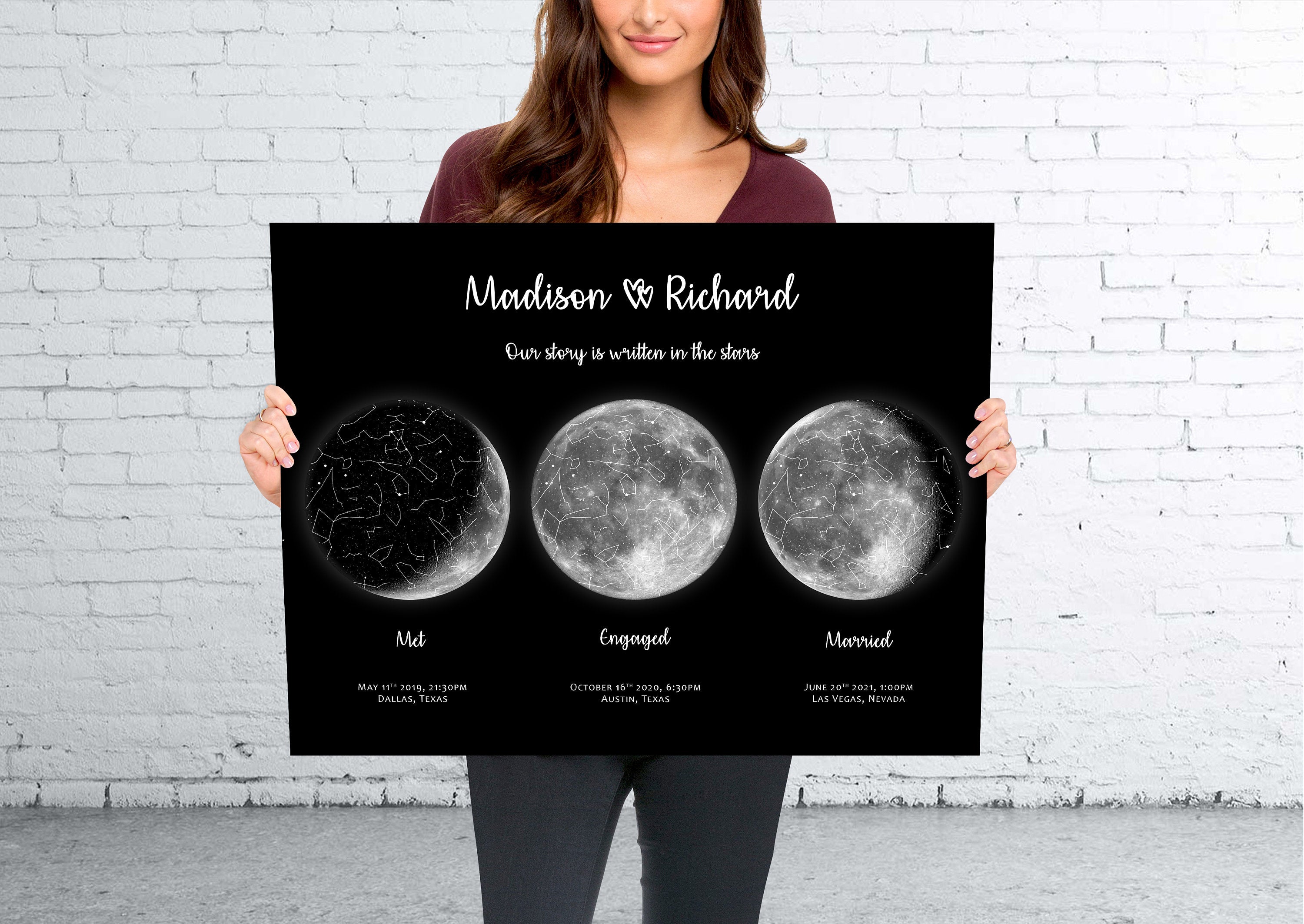 🎁Mother's Day Gift🌔Custom Moon Night Sky Print Family Gift (Customized free)