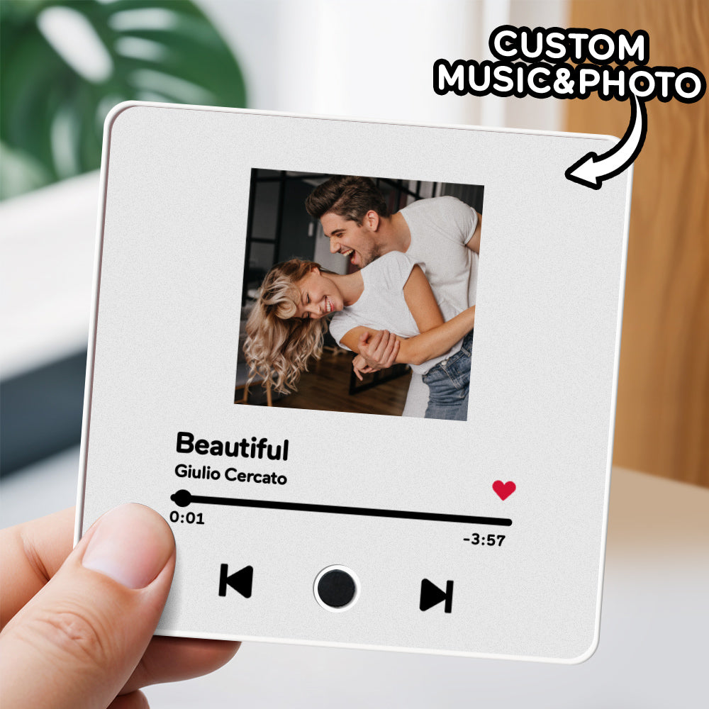 Personalized Custom Photo Music Fridge Magnet Can Play Songs and Adjust Volume, Gifts for Her