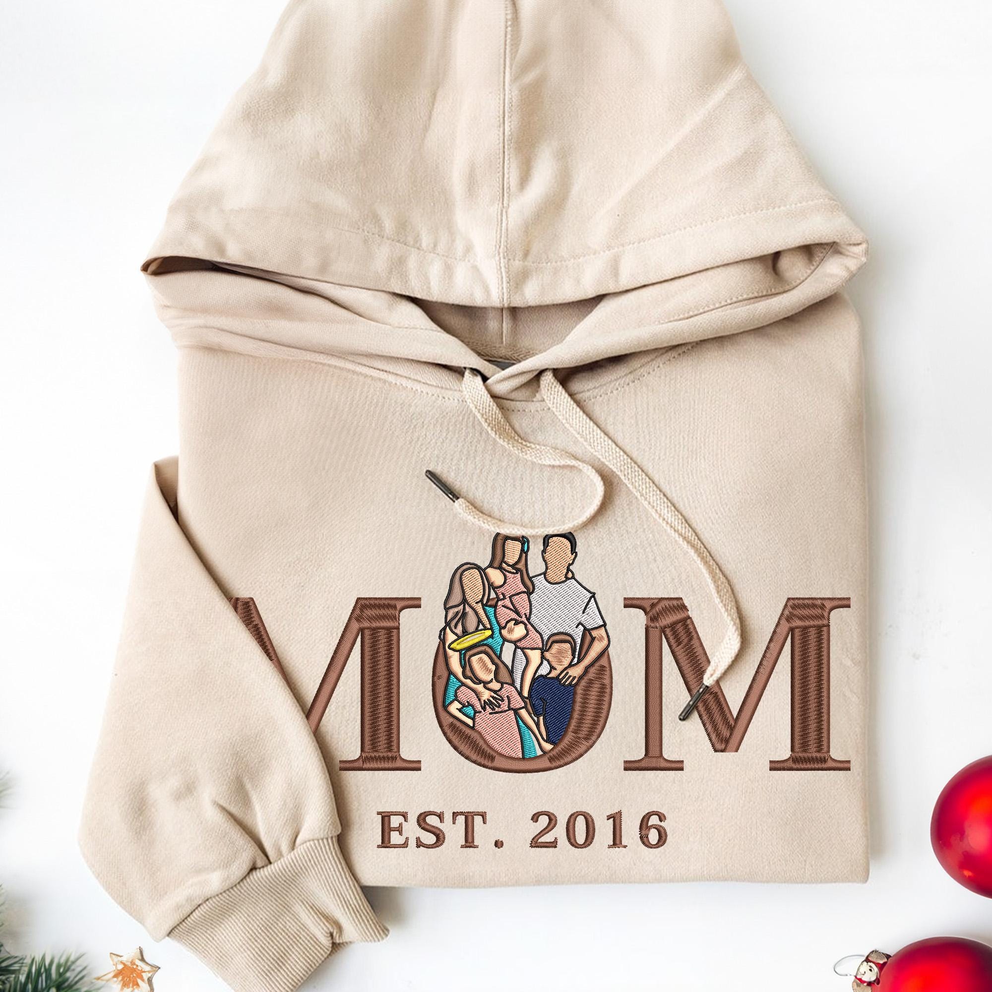 Customised Mum Embroidered Sweatshirt Personalised Mum Portrait Mother's Day