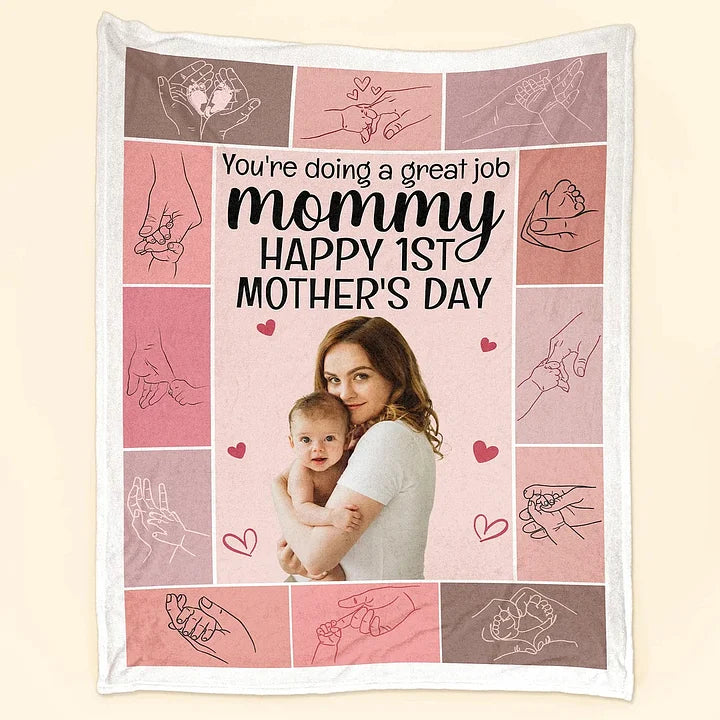 Happy 1St Mother's Day - Personalized Photo Blanket Popular Now