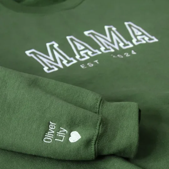 Personalized Mama Embroidered Sweatshirt With Date & Name, Mother's Day Gift