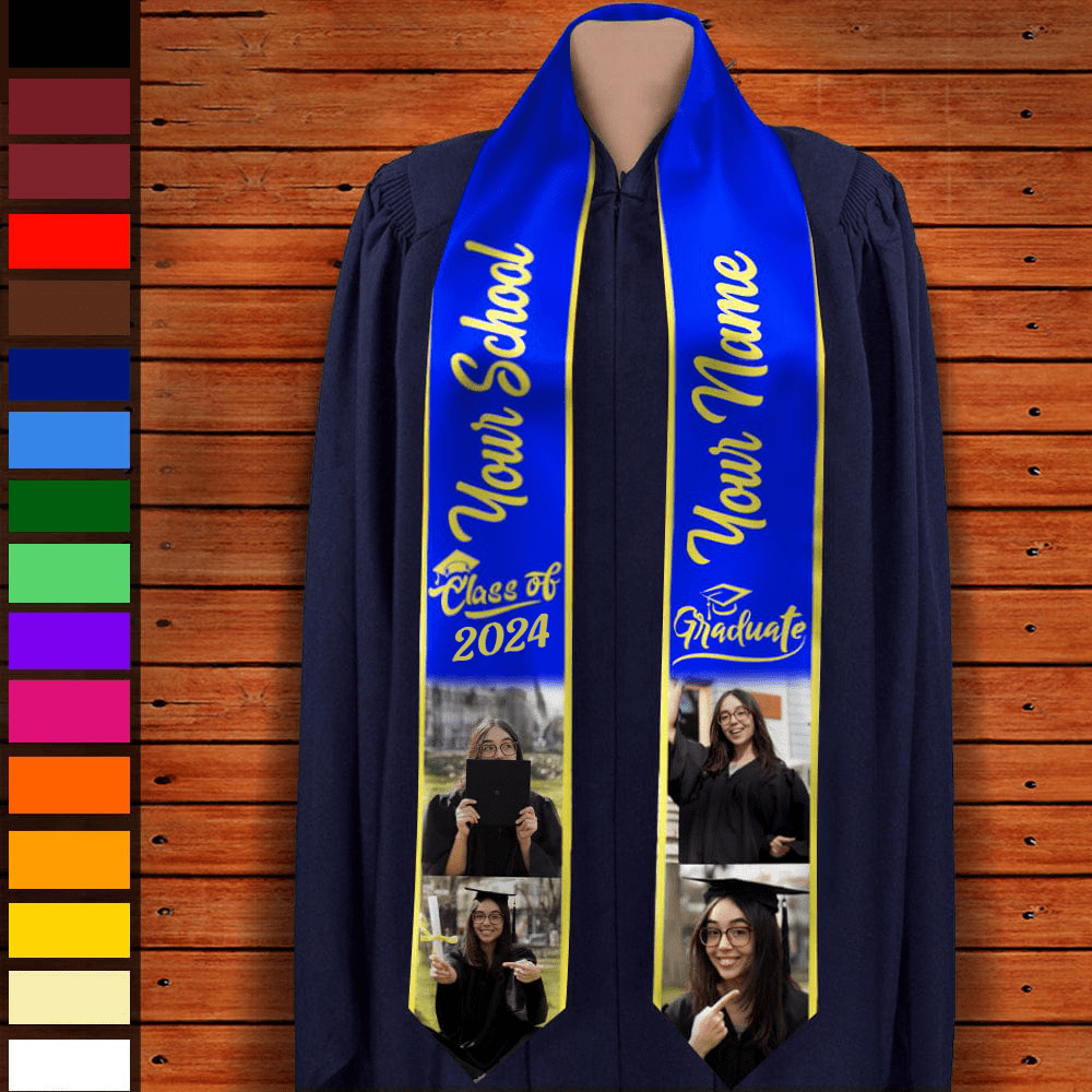 Custom Photo Class of 2024 Stoles Sash For Graduation Day