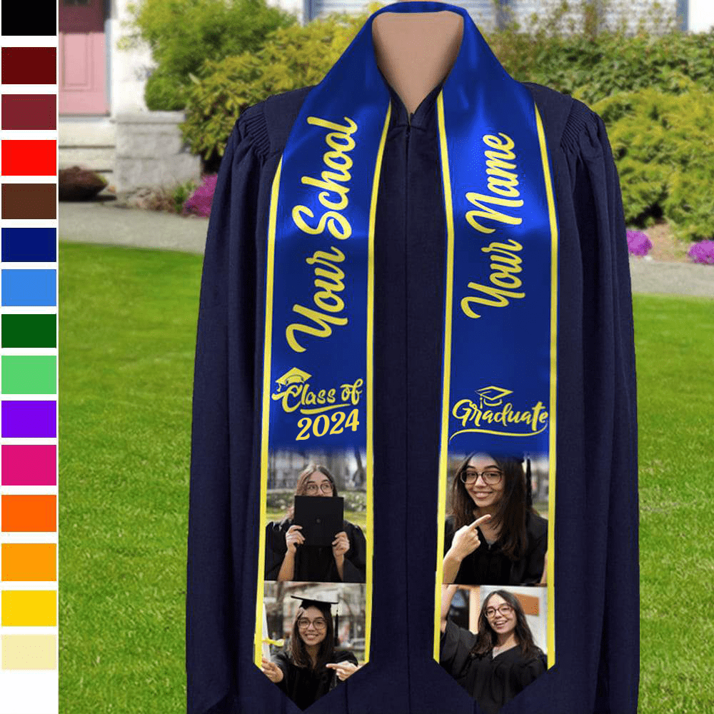 Custom Photo Class of 2024 Stoles Sash For Graduation Day