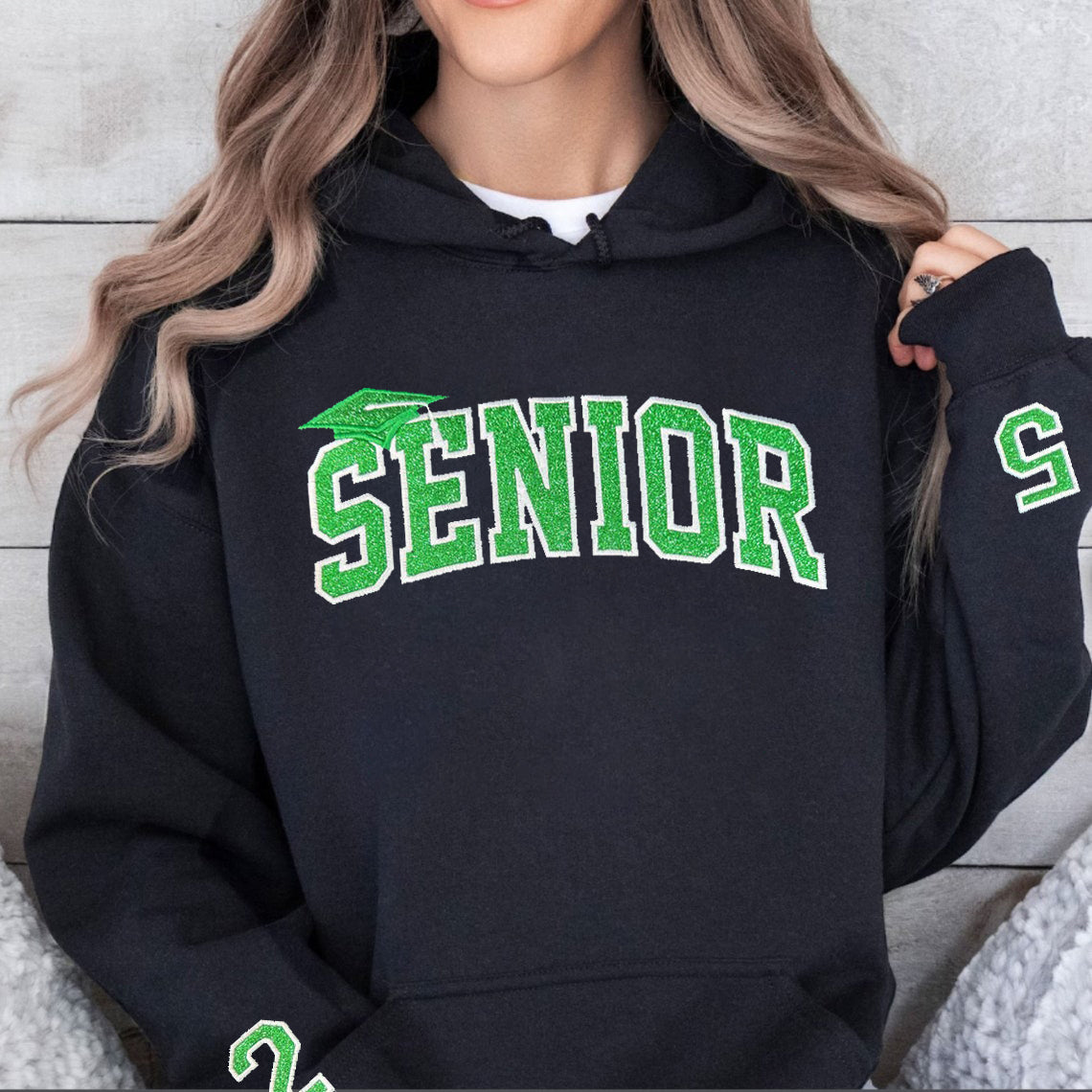 Custom Senior Glitter Embroidered Sweatshirt