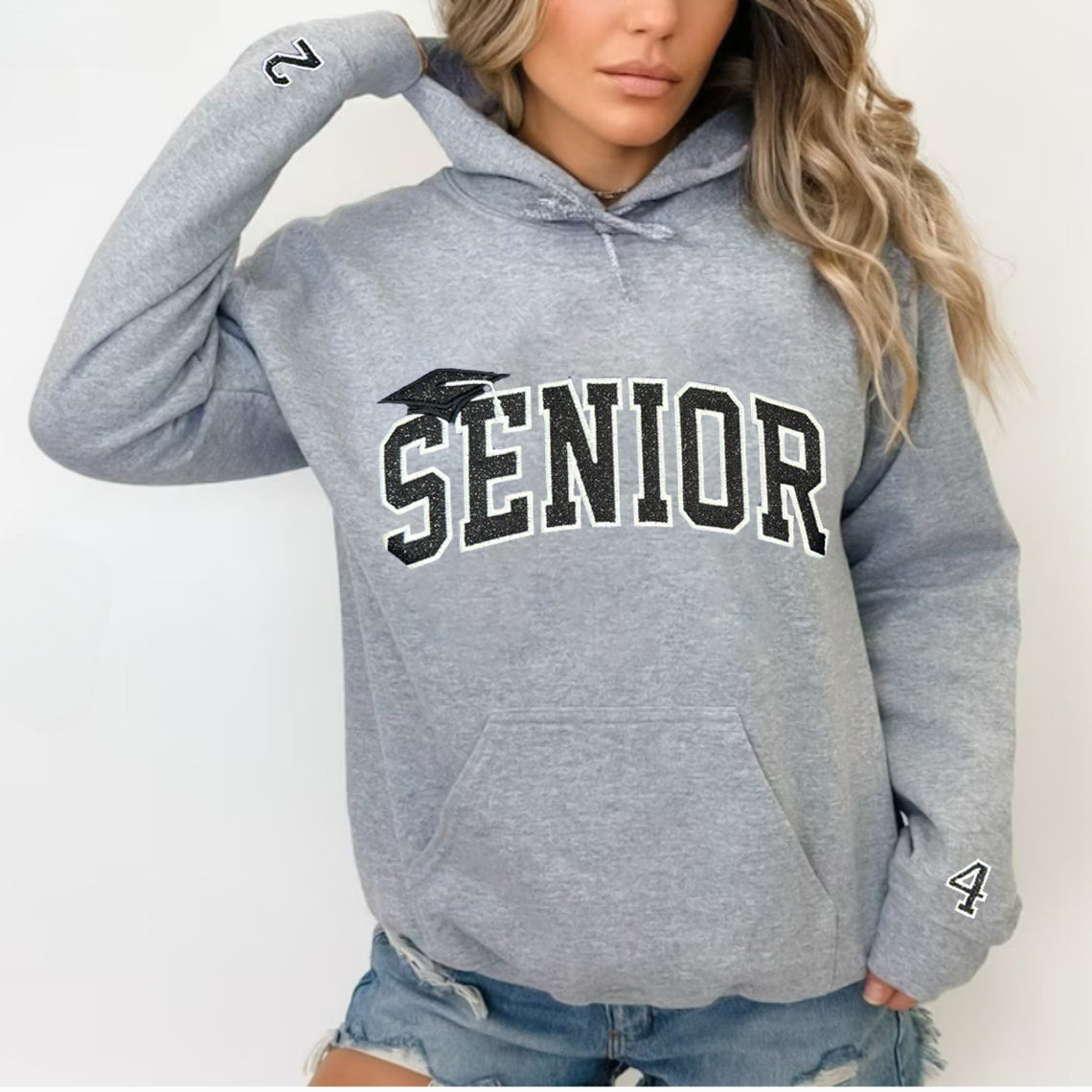 Custom Senior Glitter Embroidered Sweatshirt