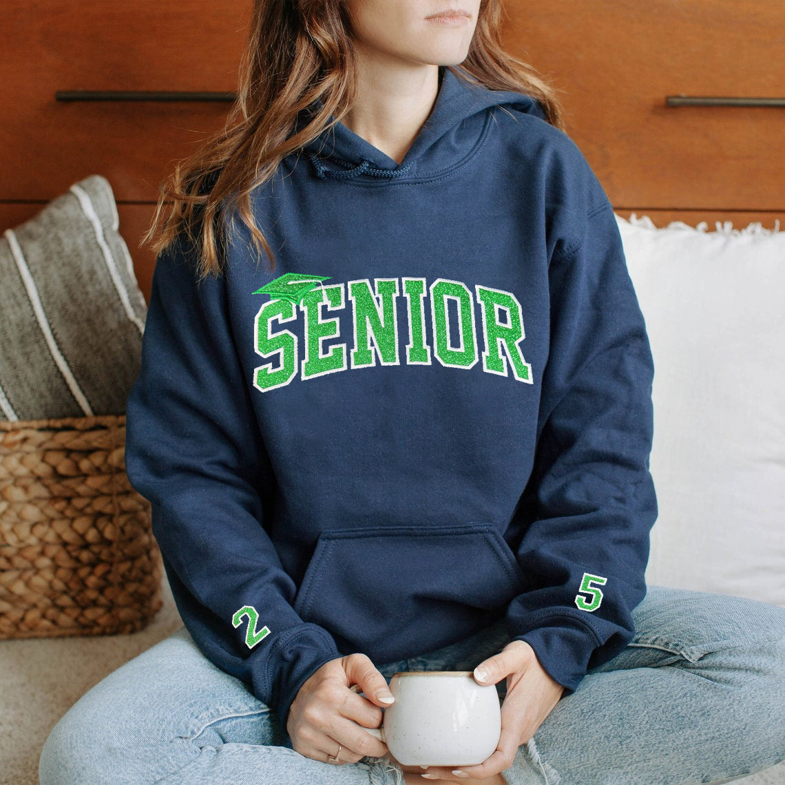 Custom Senior Glitter Embroidered Sweatshirt