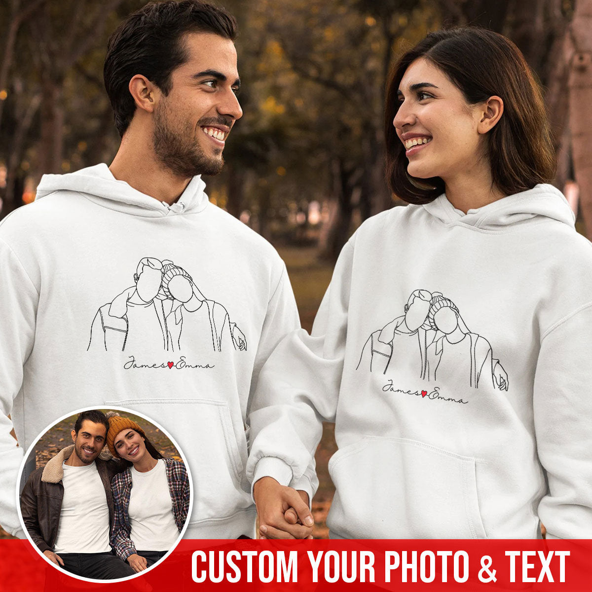 Custom Couple Portrait From Photo Sweatshirt Hoodie