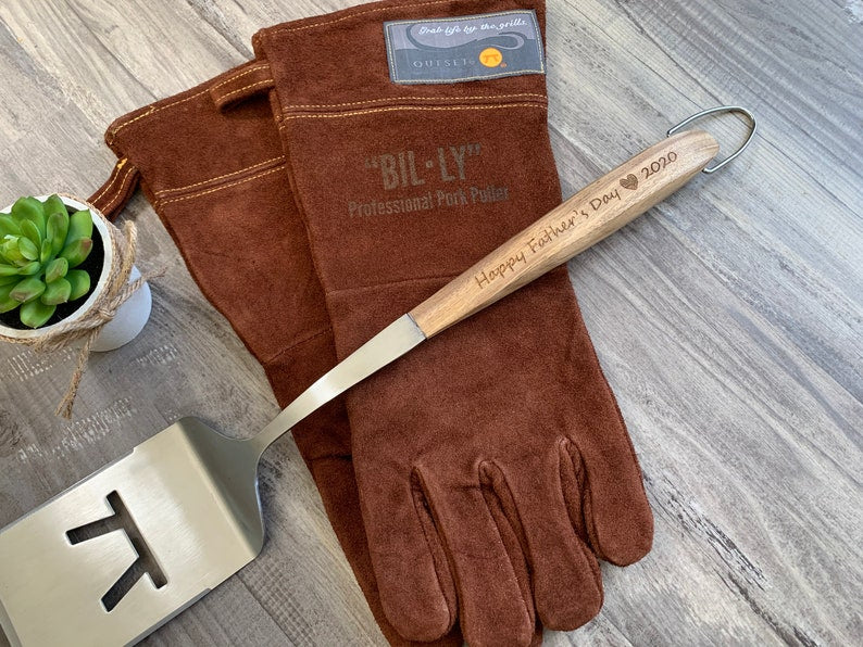 Personalized Grill Gloves with Spatula | BBQ Gift | Father's Day Gift