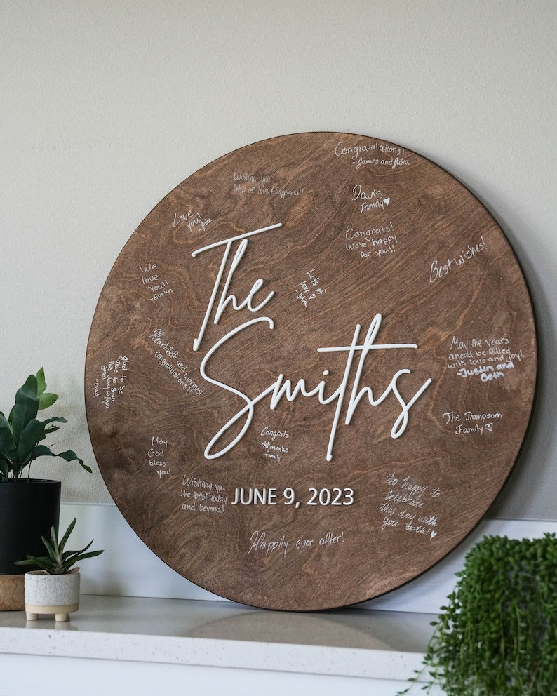 Guest Book Alternative - Custom Wedding Guest Book Decor -  Layered Wood Wedding Sign