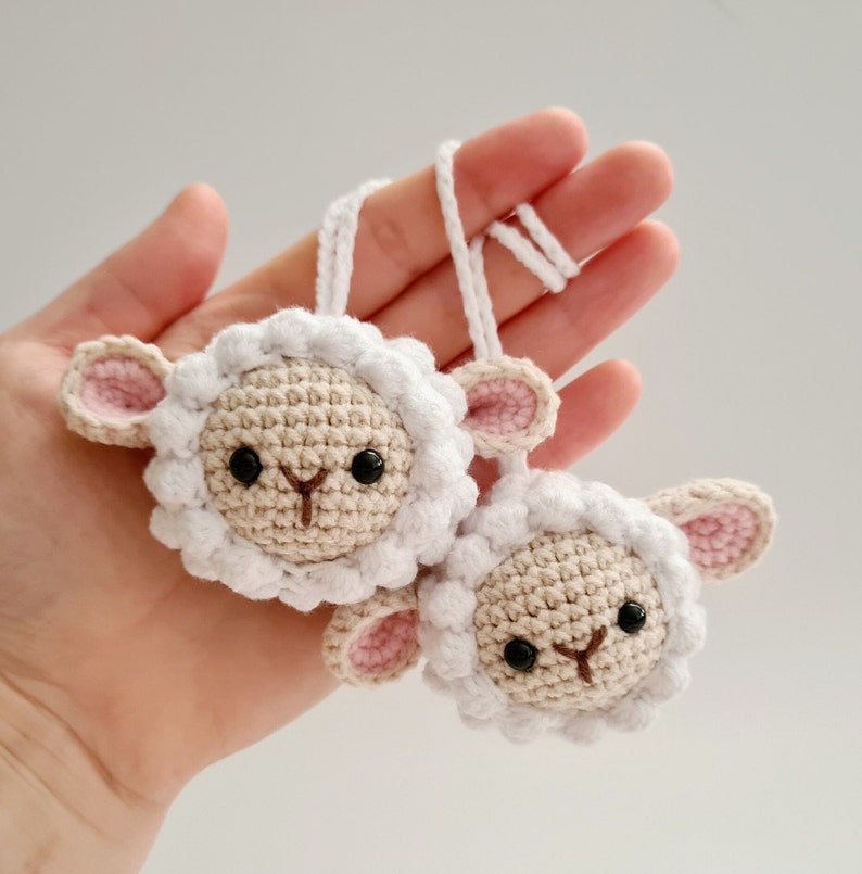 Custom Crochet Pet Head Key Chain, Finished Stuffed Sheep Key Ring