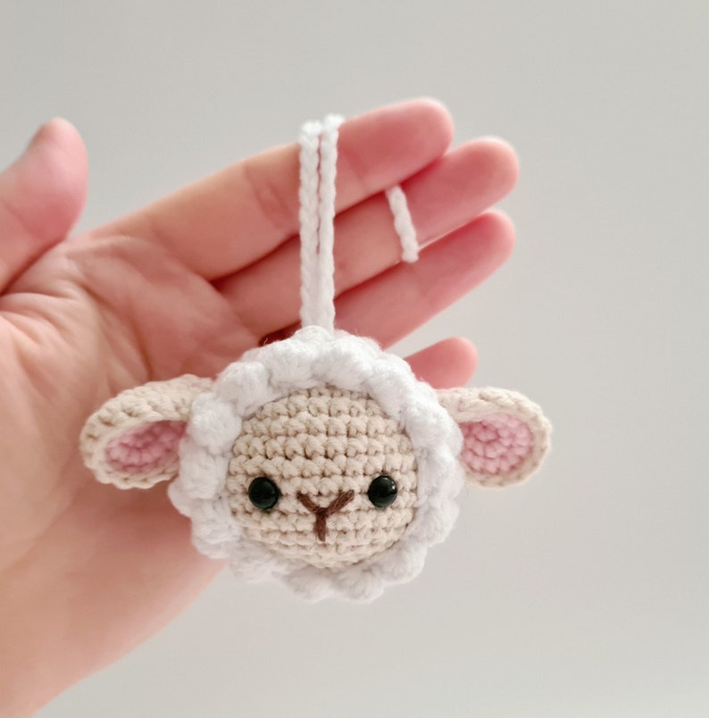 Custom Crochet Pet Head Key Chain, Finished Stuffed Sheep Key Ring