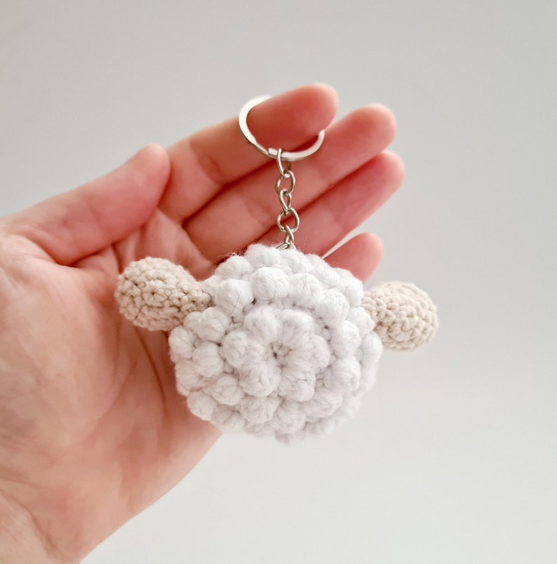 Custom Crochet Pet Head Key Chain, Finished Stuffed Sheep Key Ring