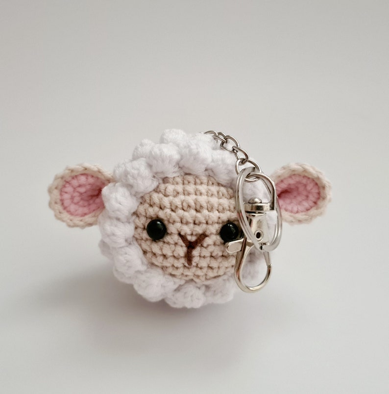 Custom Crochet Pet Head Key Chain, Finished Stuffed Sheep Key Ring