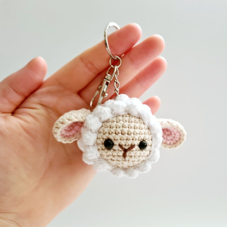 Custom Crochet Pet Head Key Chain, Finished Stuffed Sheep Key Ring