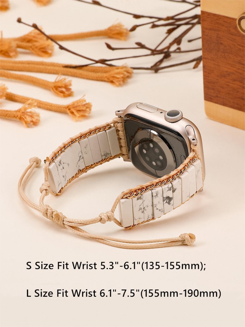 Boho Bracelet for Apple Watch Band Women, Energy Natural Stone Strap for iWatch Series 9 8 7 6 5-1SE Ultra